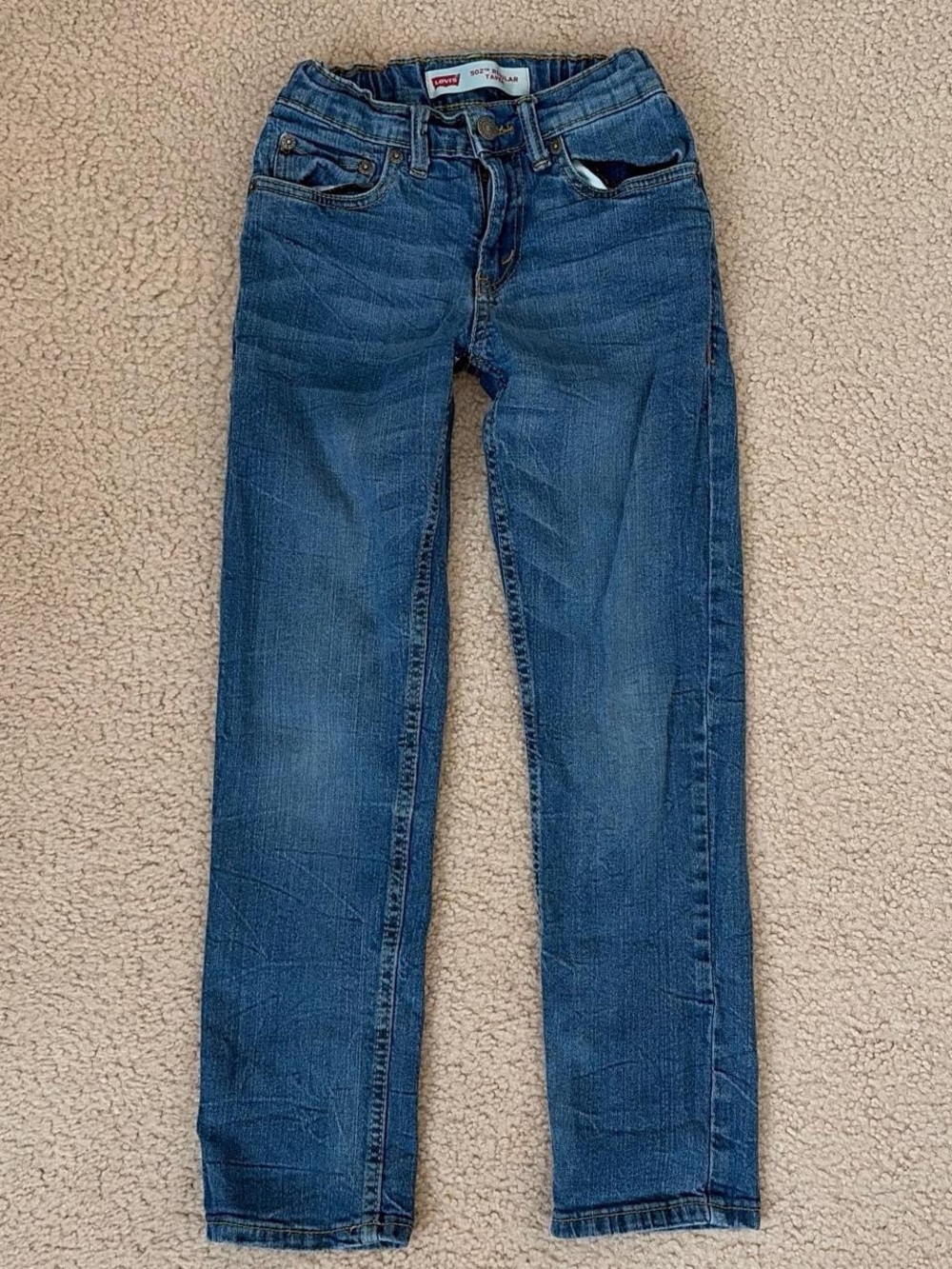 LEVIS BOYS 502 REGULAR TAPER BLUE JEANS W ADJUSTABLE WAIST